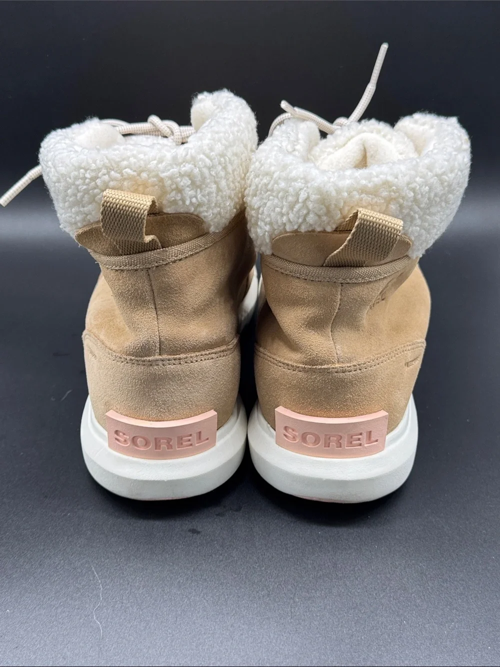 Sorel Women's Light Tan Suede Shearling-Lined Winter Boots Sz 9.5